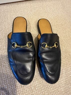 Gucci Princetown black leather mules, size 38.5